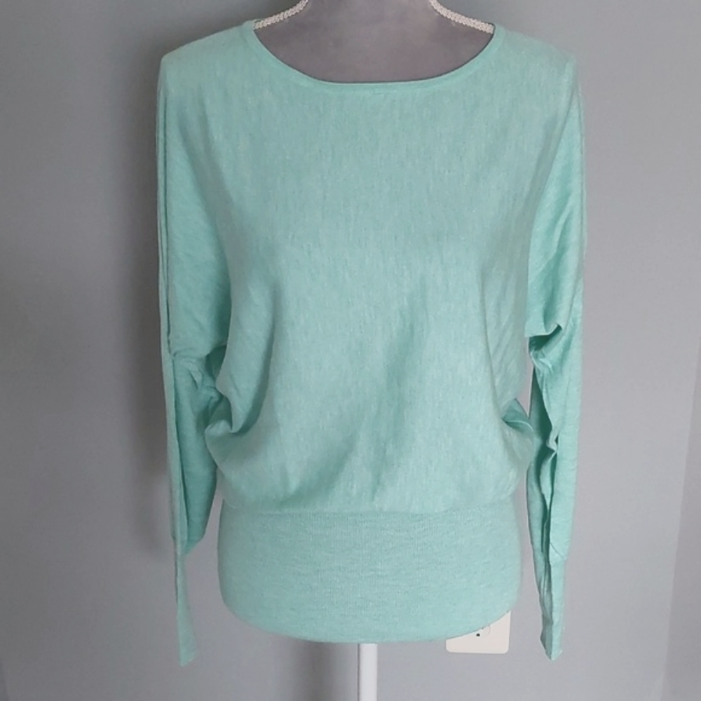 NWOT Tart seafoam blouson pullover with cashmere, size L